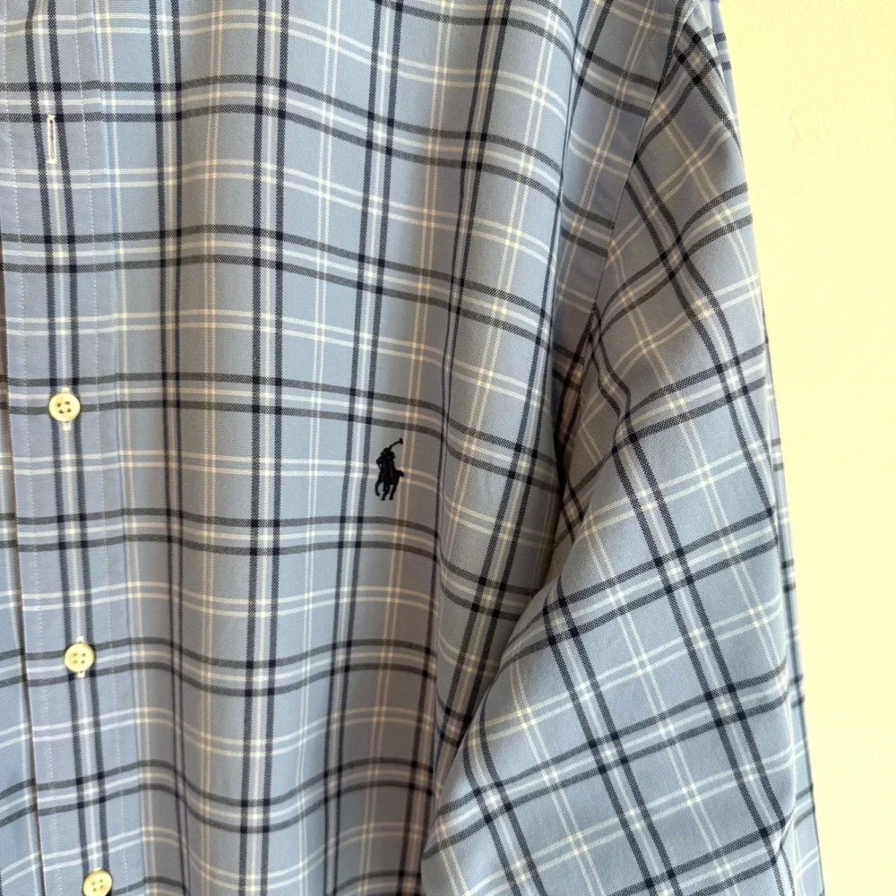 Polo Ralph Lauren Button Down Shirt Blue Plaid Preppy Classic Big Tall 2 XL